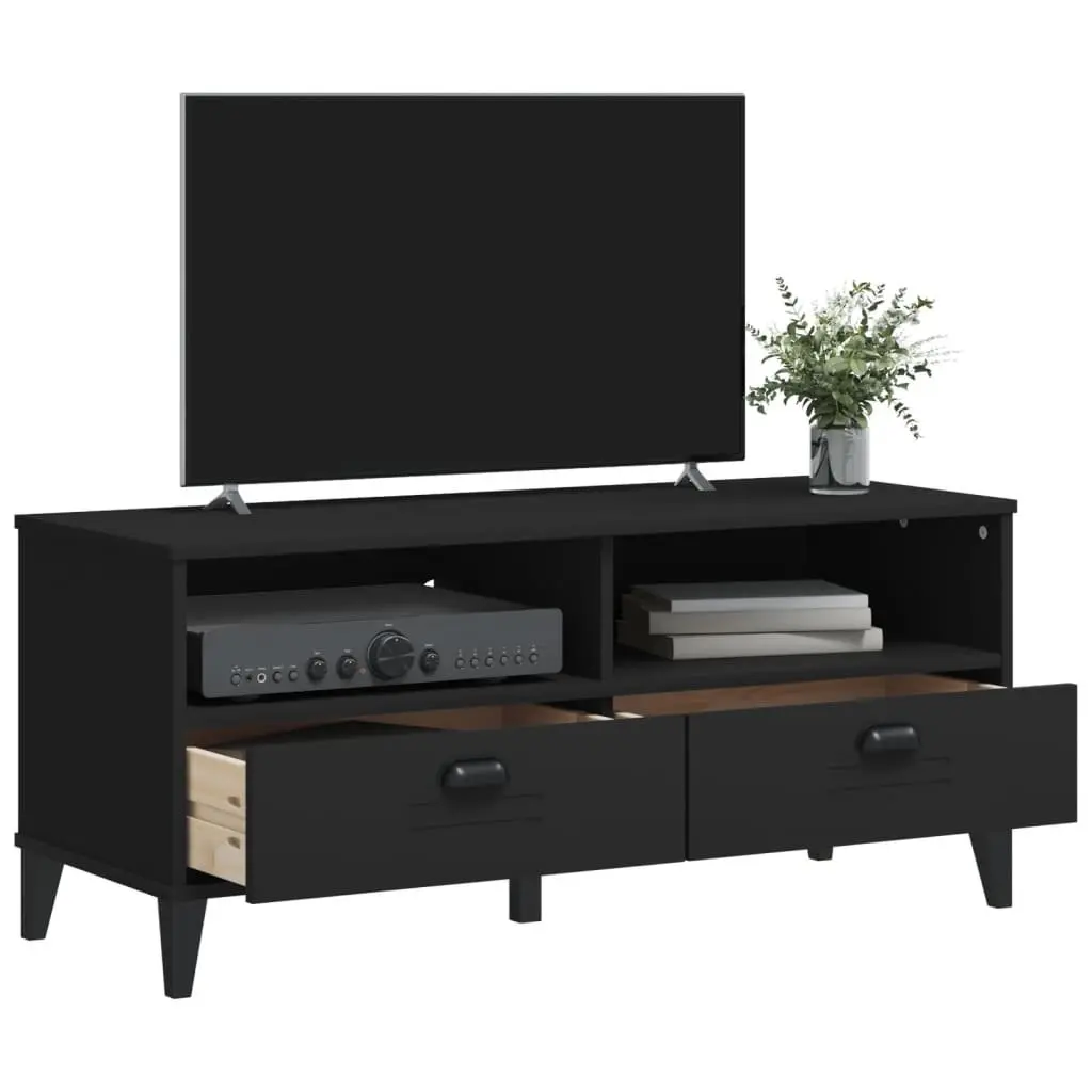 TV Cabinet Black Engineered Wood Media Storage Unit Industrial Design Sideboard