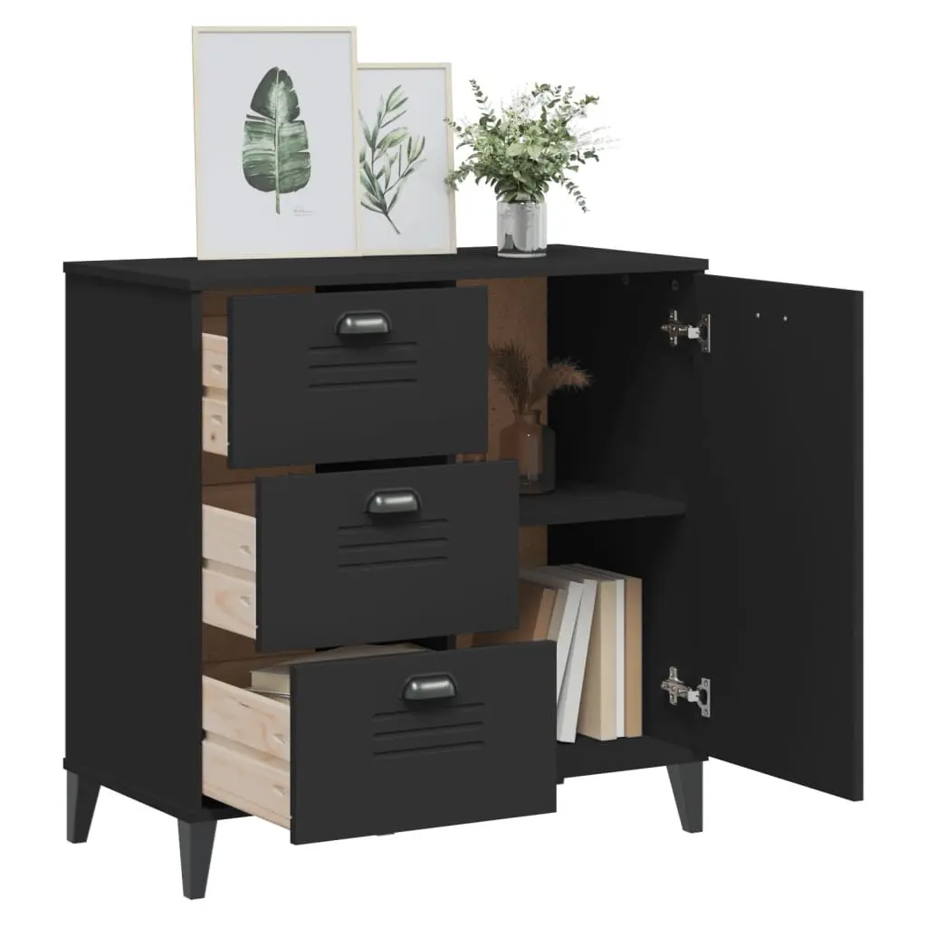 Sideboard Black Industrial Design Storage Cabinet Hallway Buffet Engineered Wood