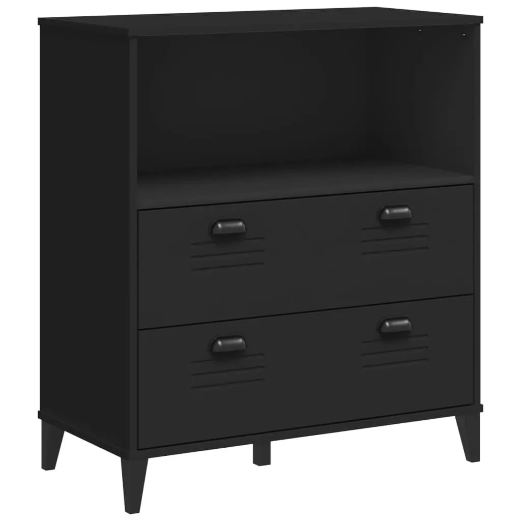 Industrial Bookcase with Storage Cabinet Black 80x40x90cm