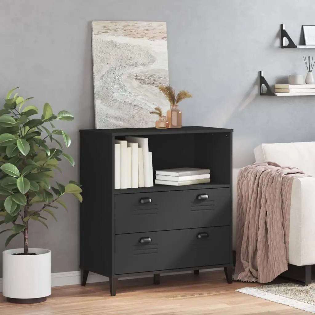 Industrial Bookcase with Storage Cabinet Black 80x40x90cm