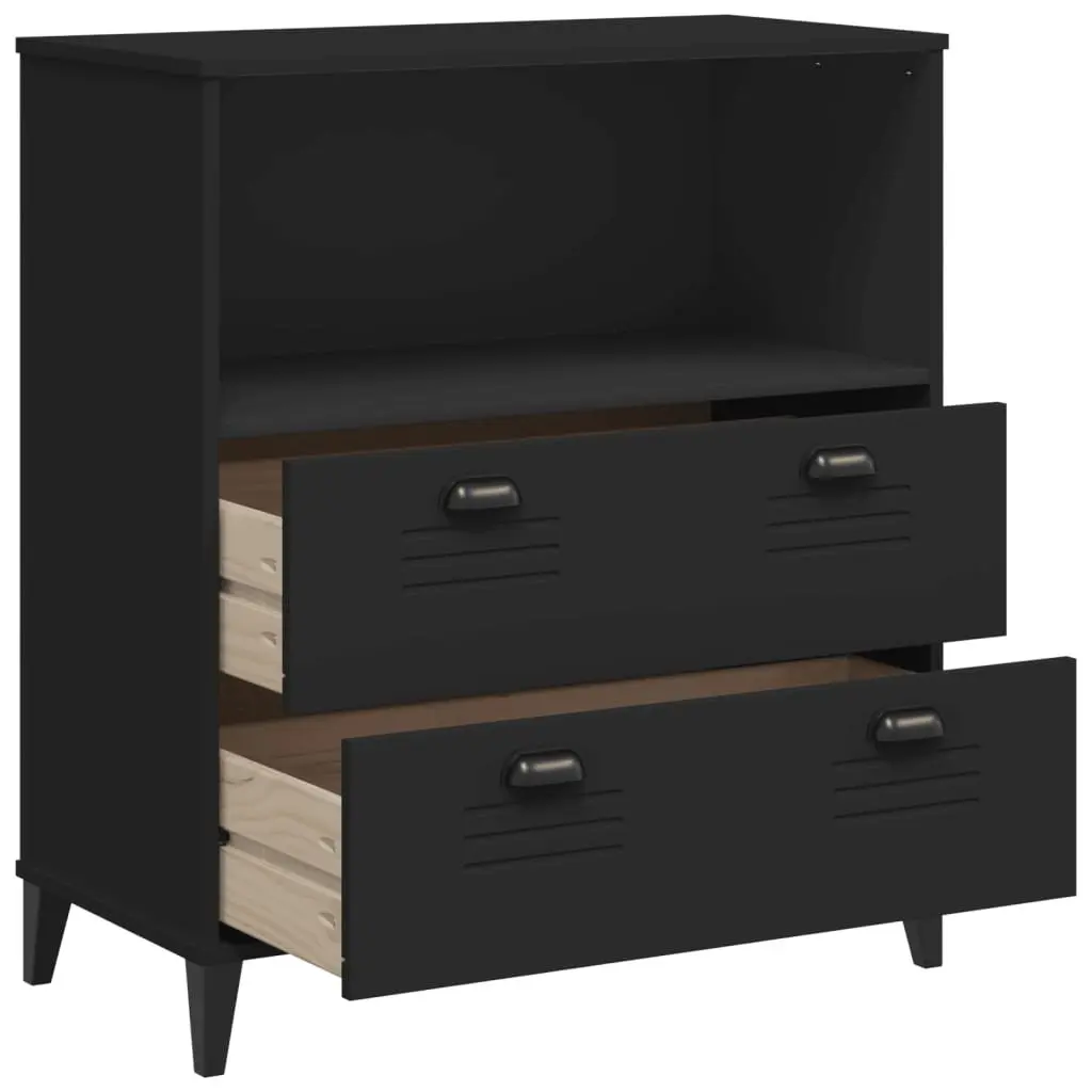 Industrial Bookcase with Storage Cabinet Black 80x40x90cm