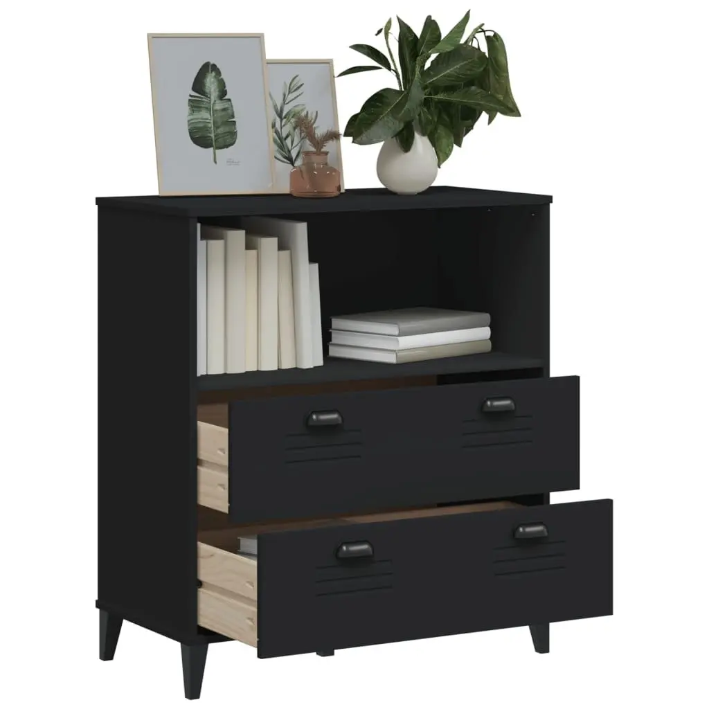 Industrial Bookcase with Storage Cabinet Black 80x40x90cm