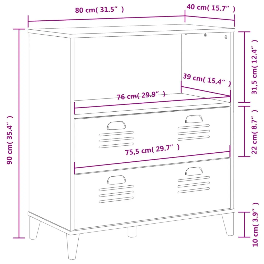 Industrial Bookcase with Storage Cabinet Black 80x40x90cm