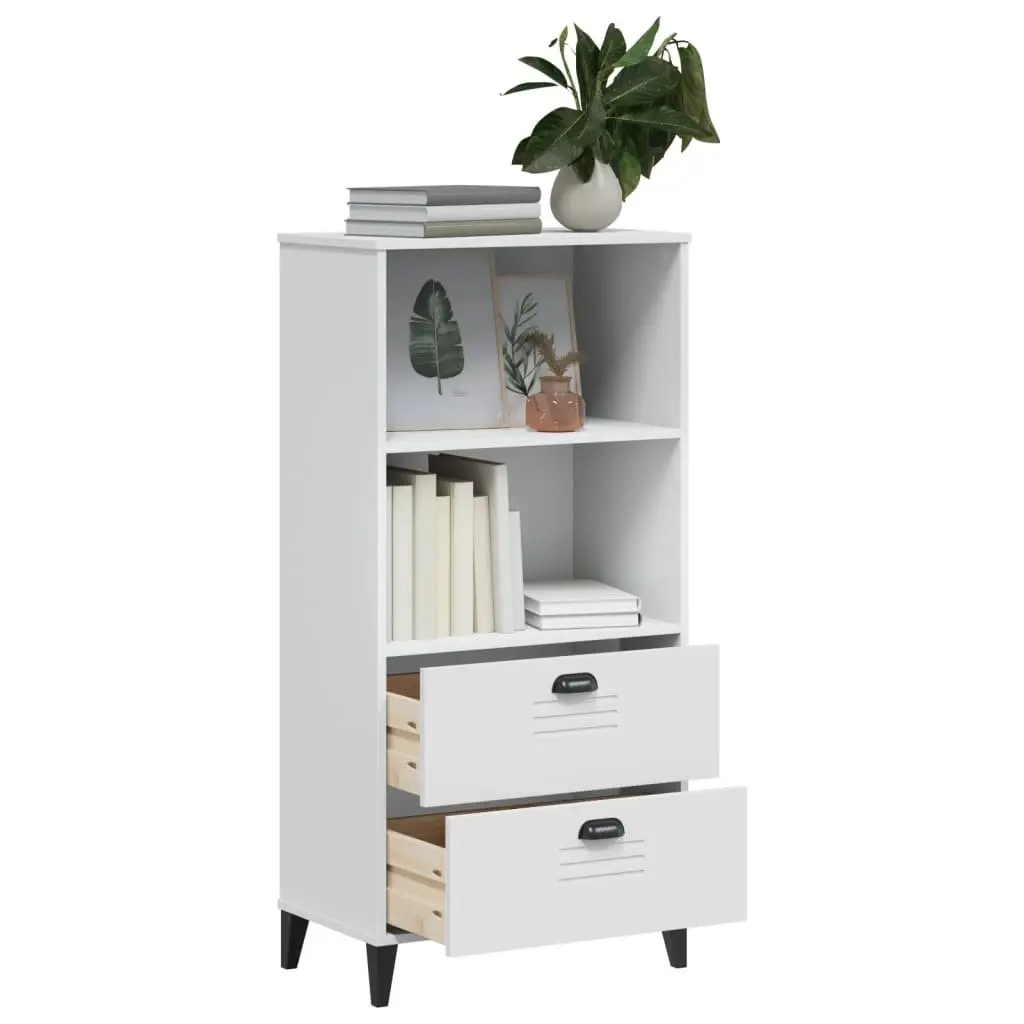 Bookcase White 60x35x123 cm Industrial Design Storage Shelf Engineered Wood