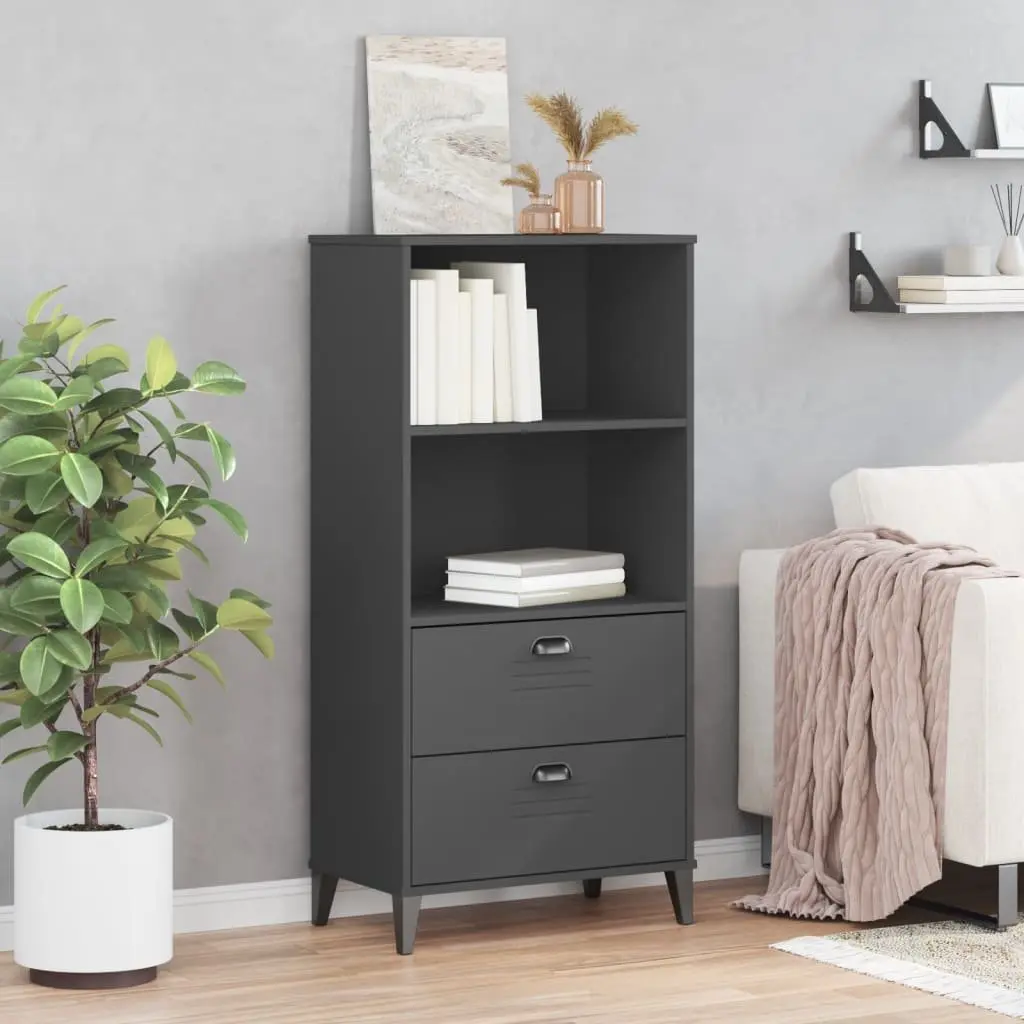 Bookcase Storage Cabinet Industrial Design Anthracite Grey Engineered Wood