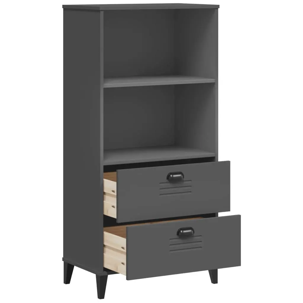 Bookcase Storage Cabinet Industrial Design Anthracite Grey Engineered Wood