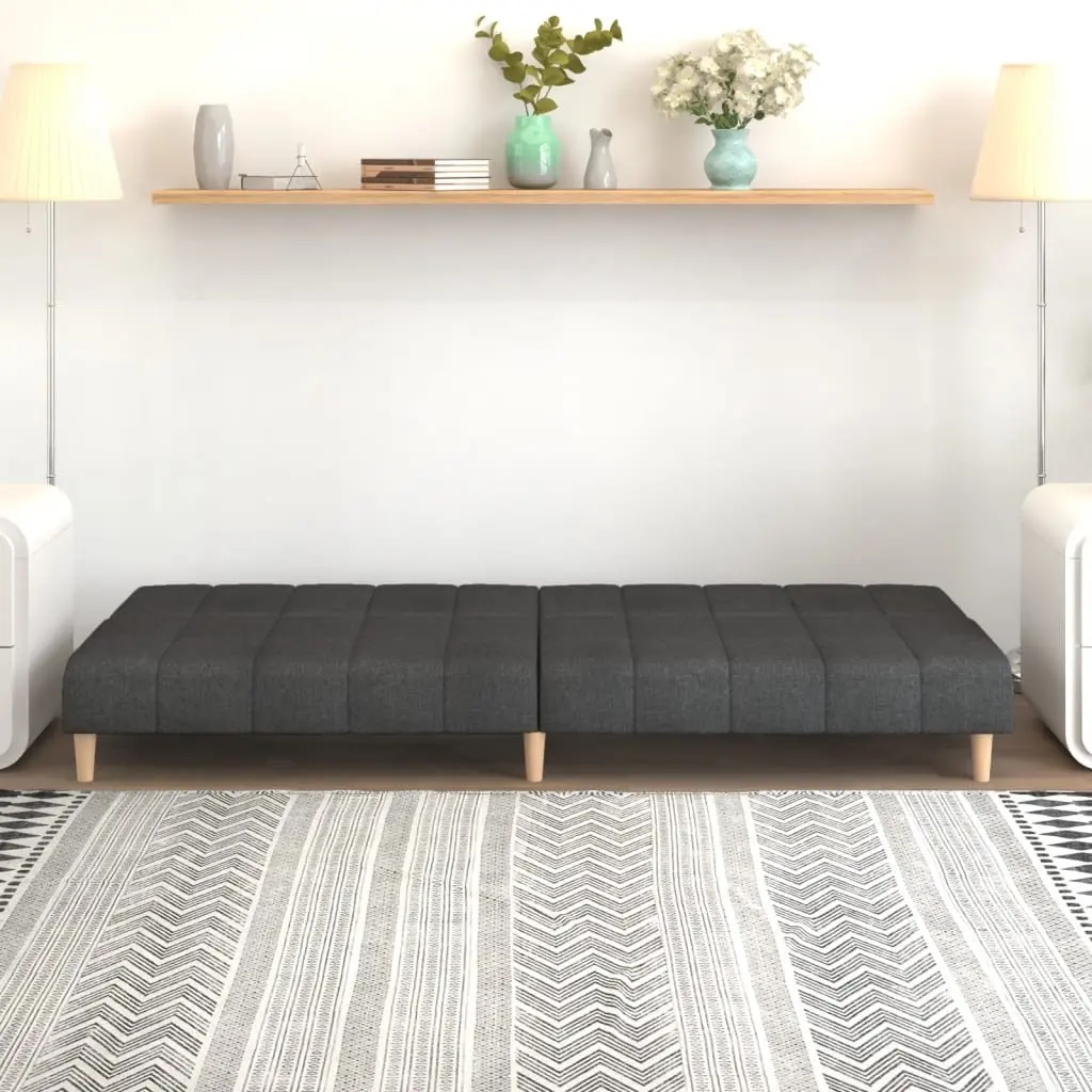 2-Seater Sofa Bed Grey Fabric Convertible Day Bed