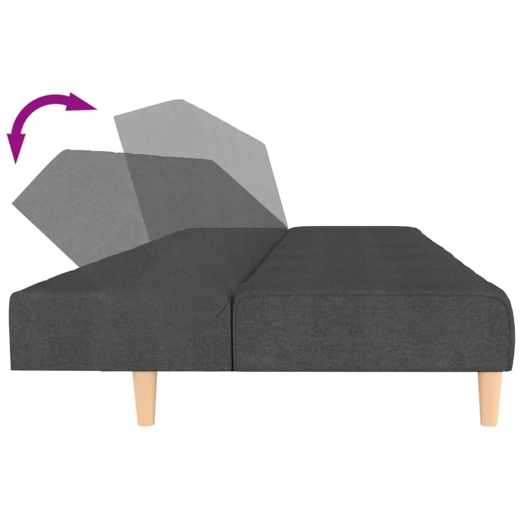 2-Seater Sofa Bed Grey Fabric Convertible Day Bed