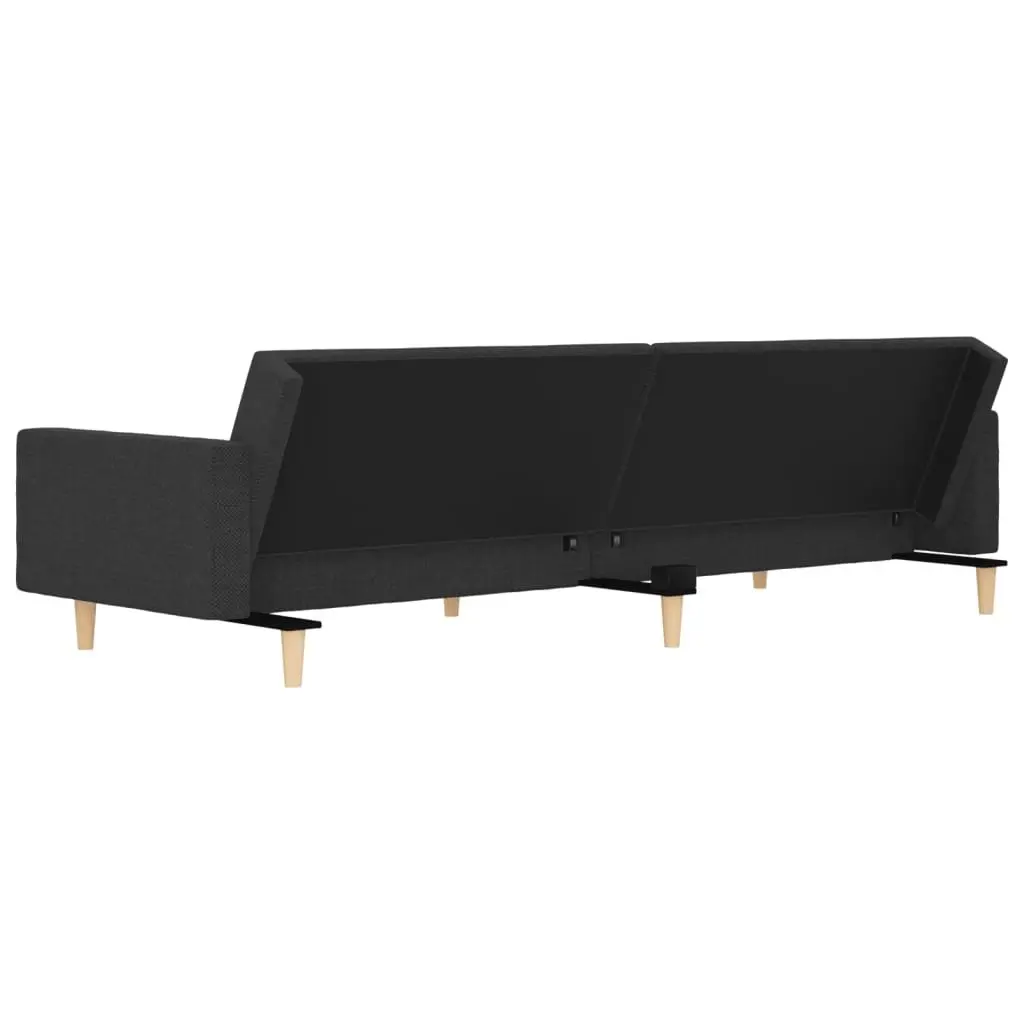 Convertible Sofa Bed Grey Fabric 2-Seater with Adjustable Backrests and Pillows
