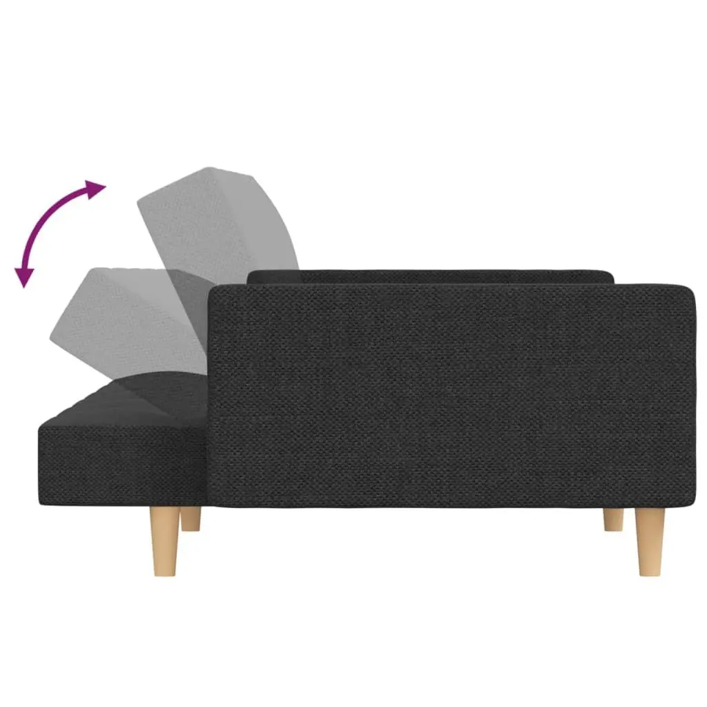 Convertible Sofa Bed Grey Fabric 2-Seater with Adjustable Backrests and Pillows