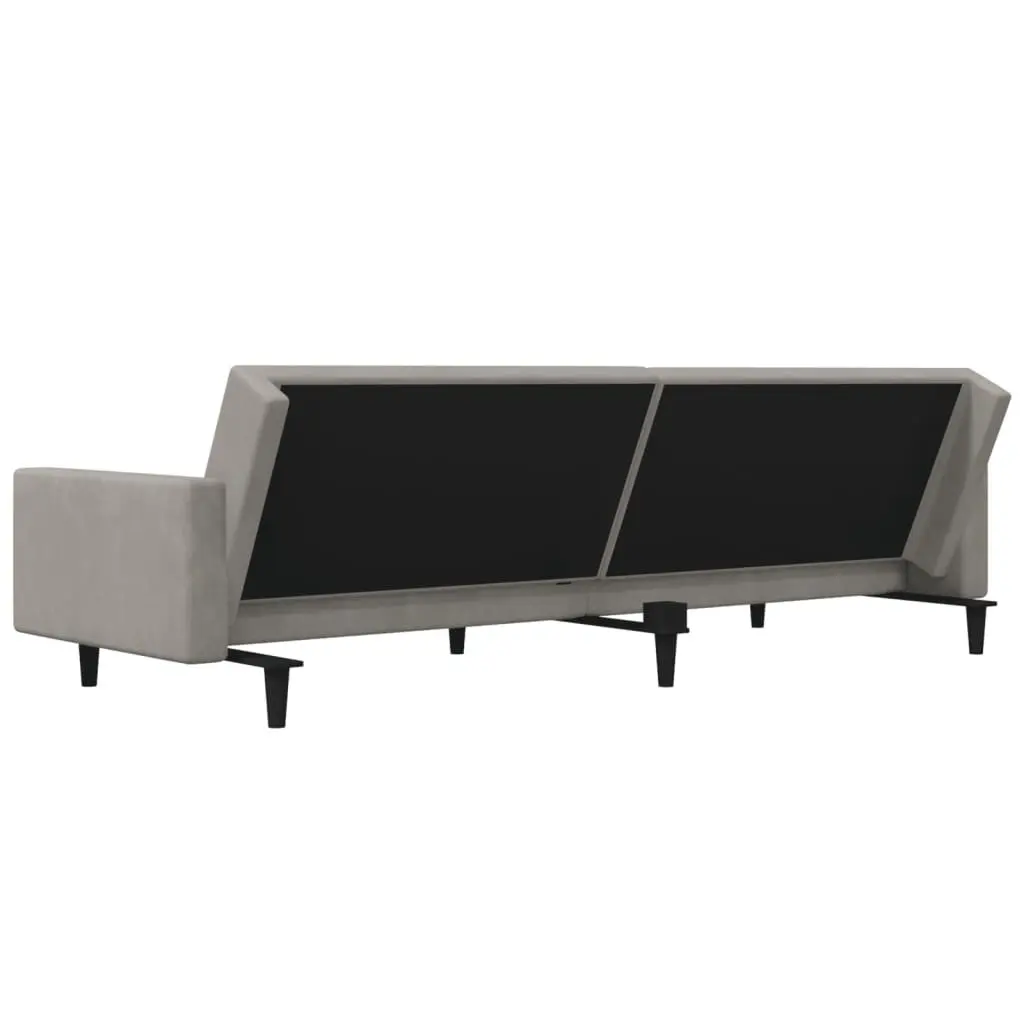 2-Seater Sofa Bed Convertible Day Bed with Pillows Grey Velvet Guest Furniture