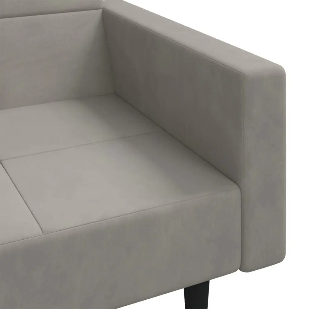 2-Seater Sofa Bed Convertible Day Bed with Pillows Grey Velvet Guest Furniture