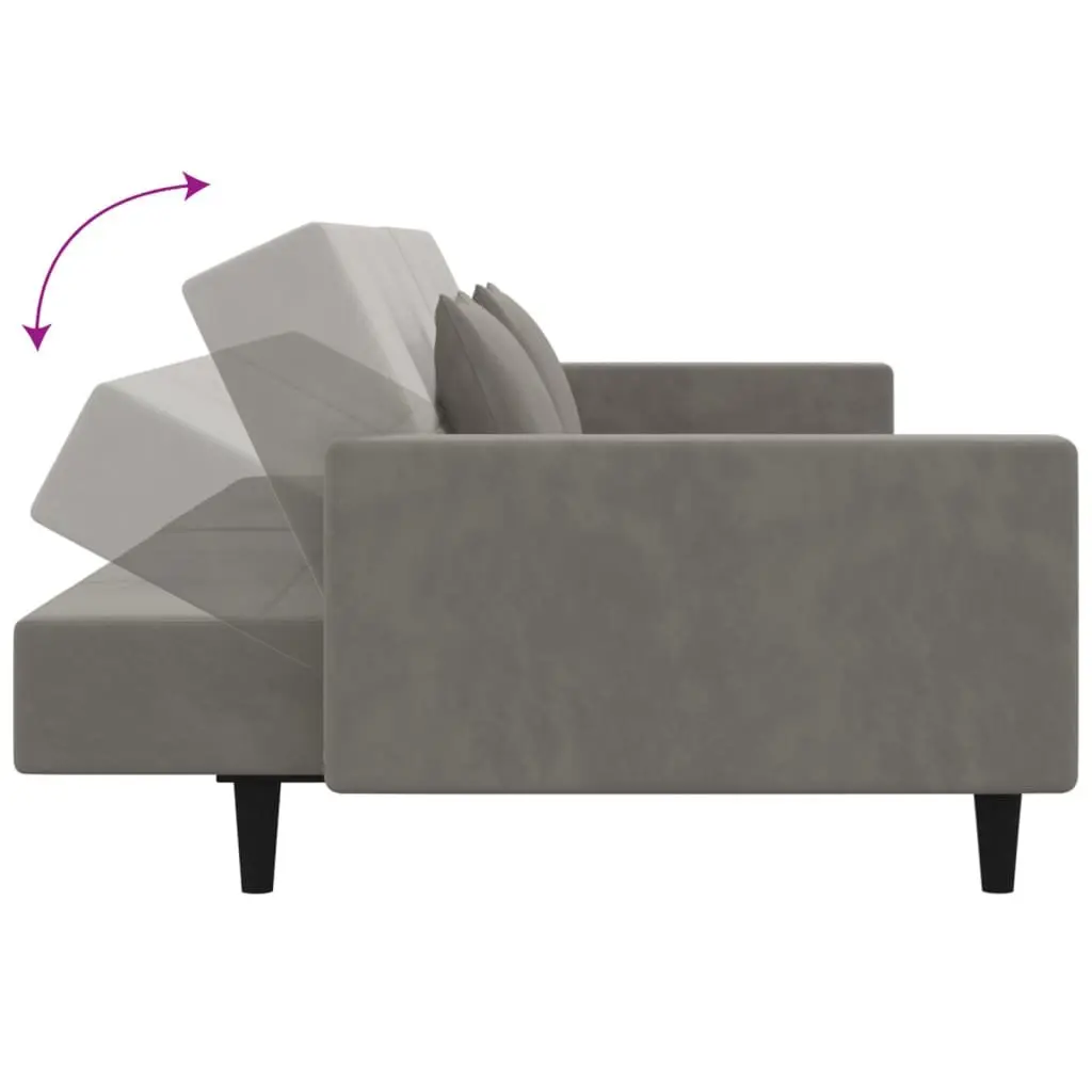 2-Seater Sofa Bed Convertible Day Bed with Pillows Grey Velvet Guest Furniture