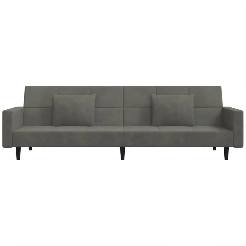 Grey Velvet Sofa Bed with Pillows