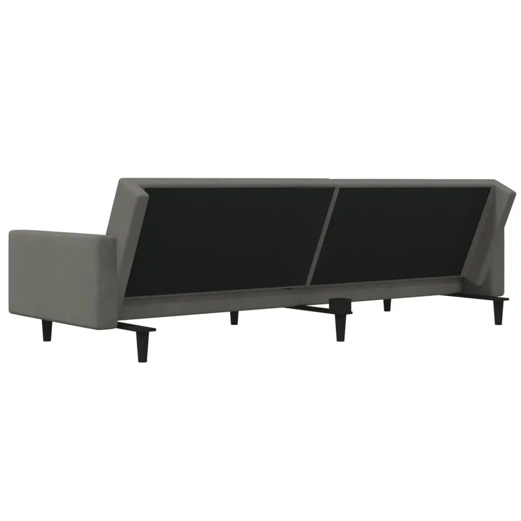 Grey Velvet Sofa Bed with Pillows