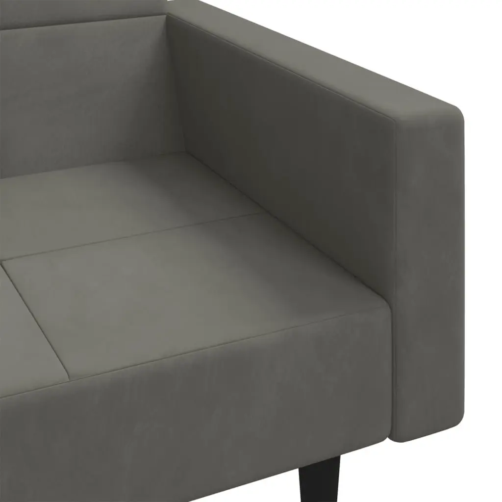 Grey Velvet Sofa Bed with Pillows
