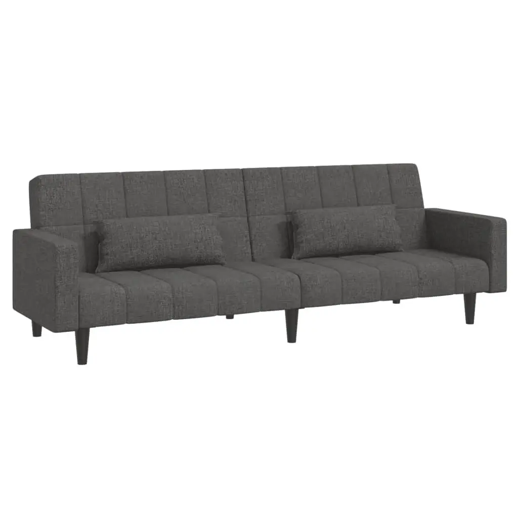 2-Seater Grey Sofa Bed with Pillows