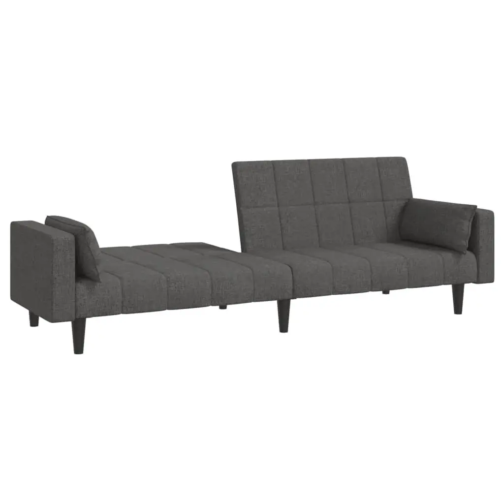 2-Seater Grey Sofa Bed with Pillows