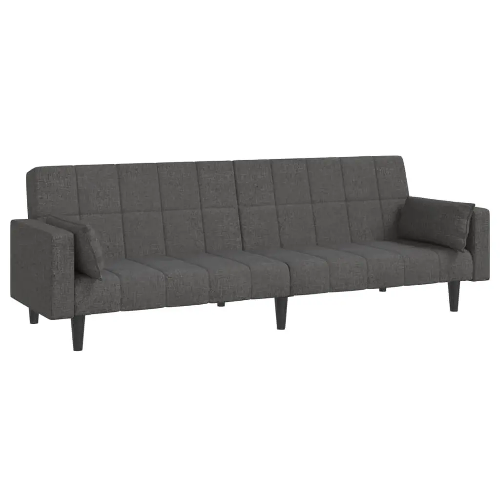 2-Seater Grey Sofa Bed with Pillows