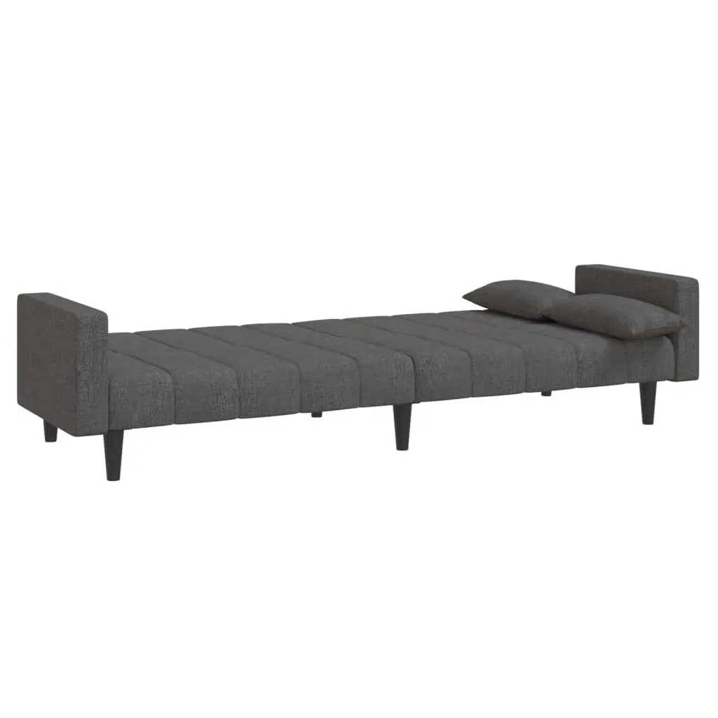 2-Seater Grey Sofa Bed with Pillows