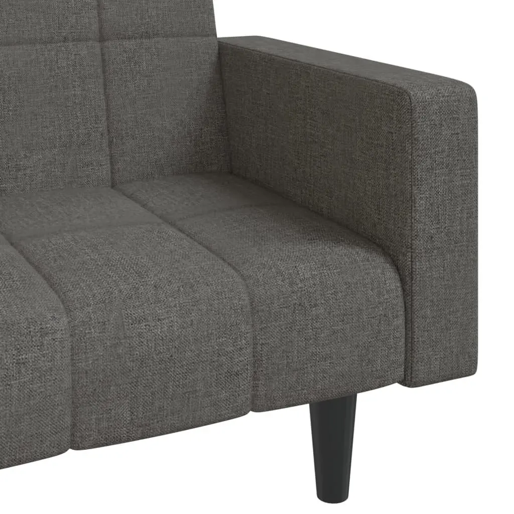 2-Seater Grey Sofa Bed with Pillows