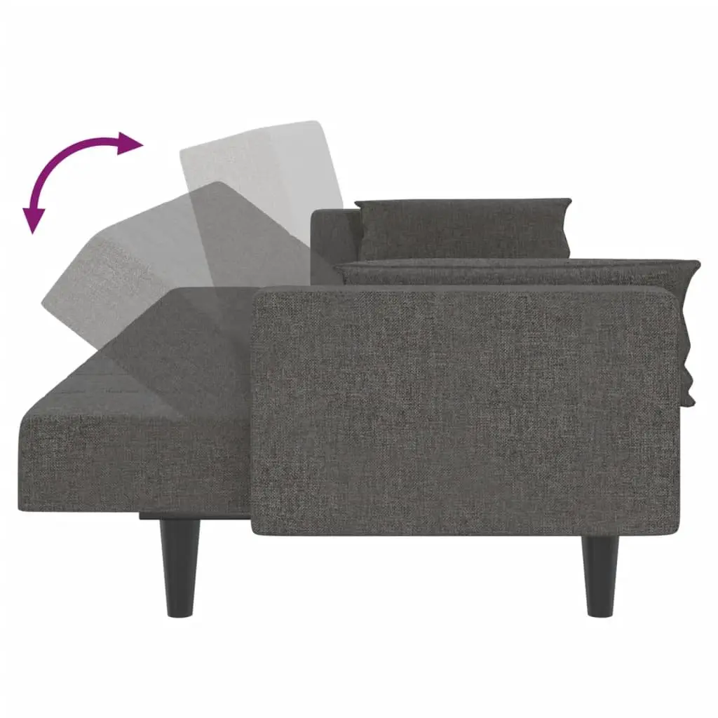 2-Seater Grey Sofa Bed with Pillows