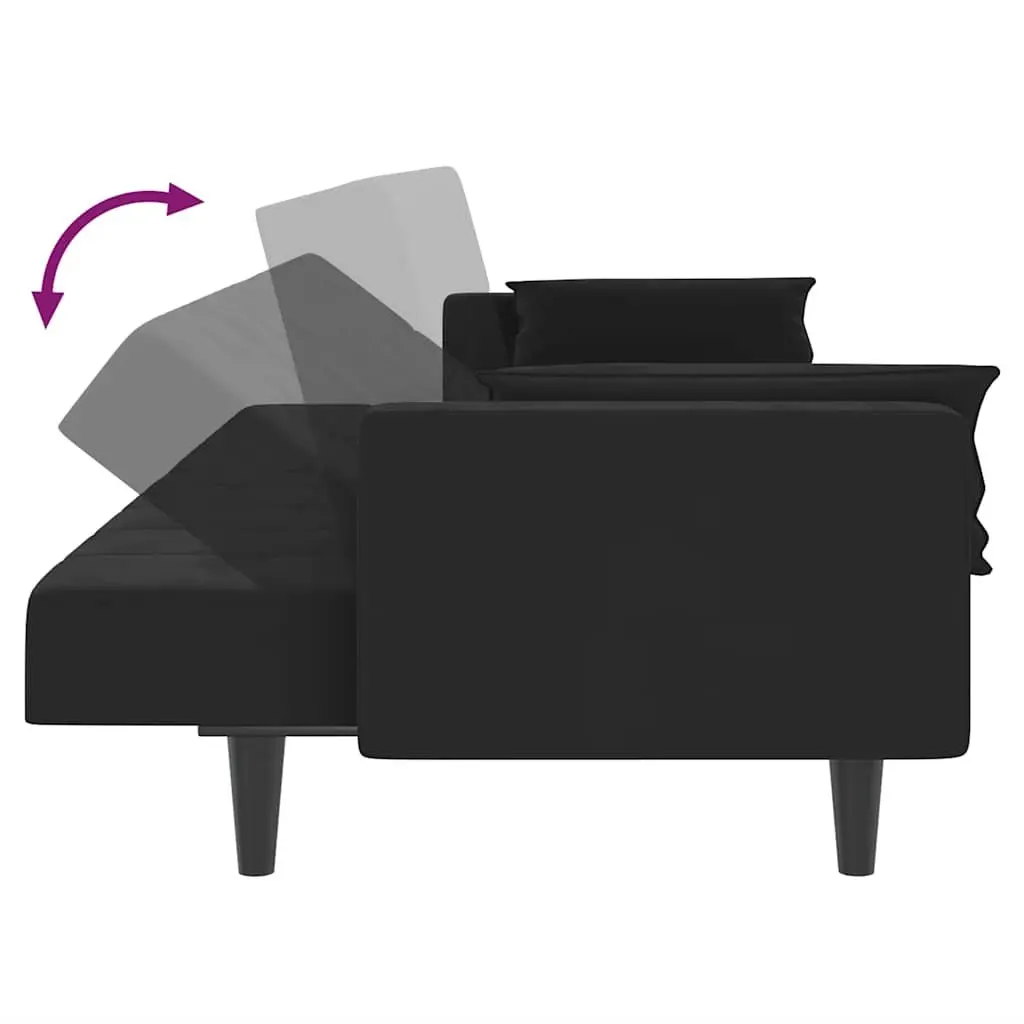 2-Seater Sofa Bed Black Velvet Convertible Couch