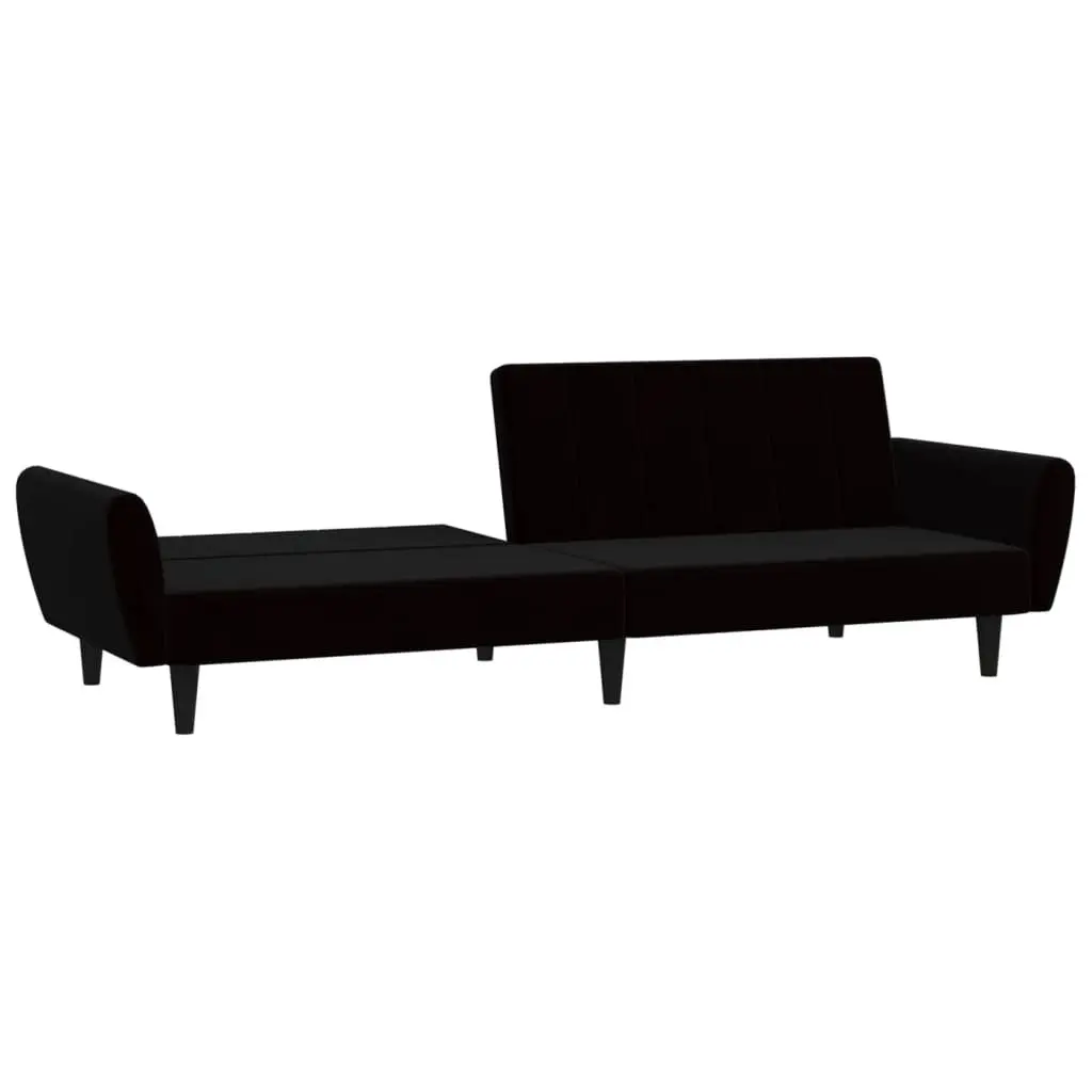 Sofa Bed Convertible Black Velvet 2-Seater