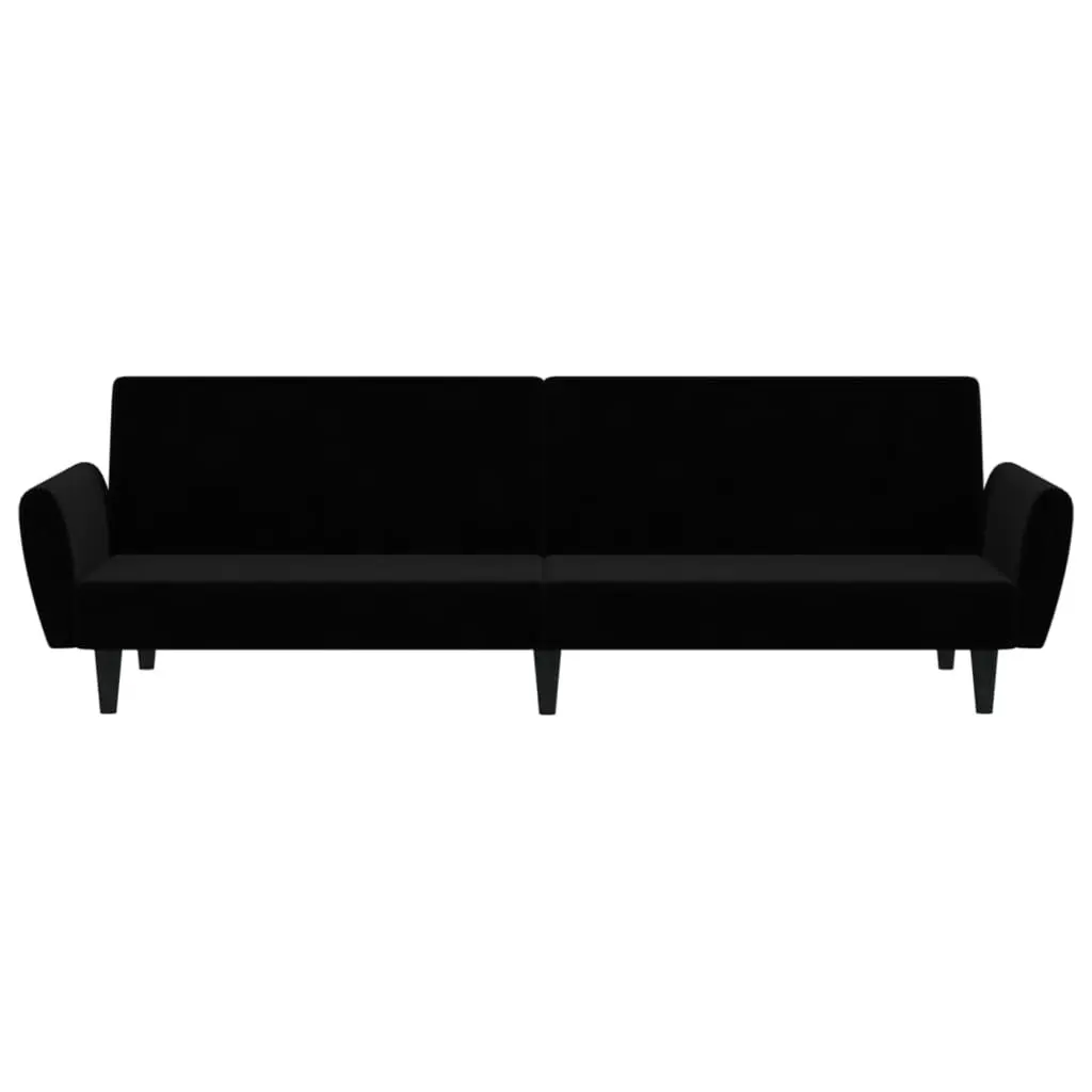 Sofa Bed Convertible Black Velvet 2-Seater