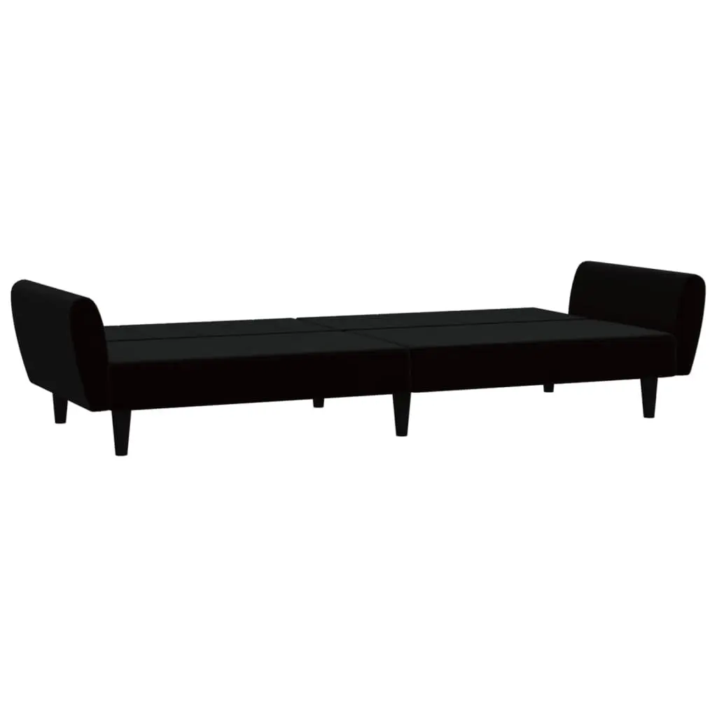 Sofa Bed Convertible Black Velvet 2-Seater