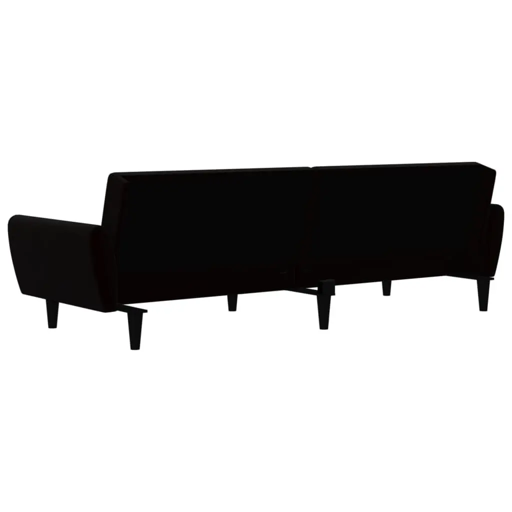 Sofa Bed Convertible Black Velvet 2-Seater