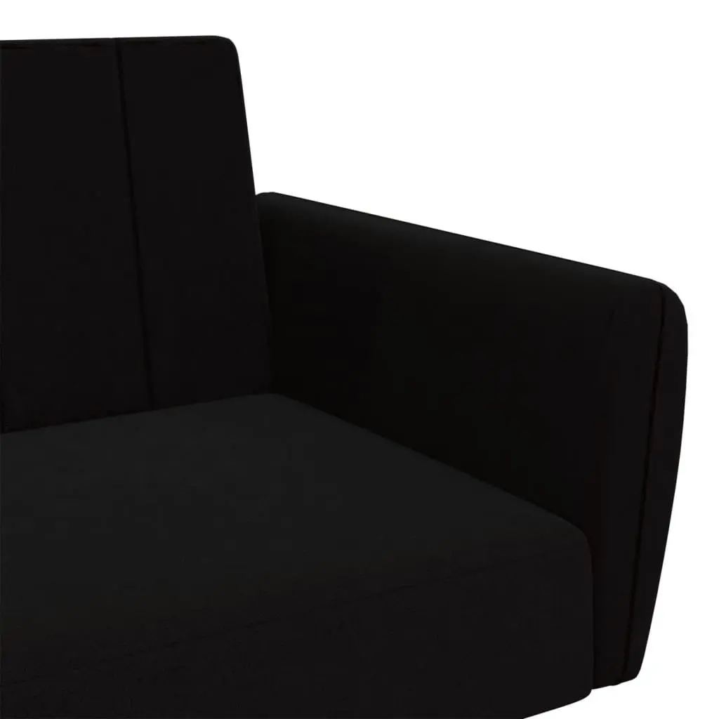 Sofa Bed Convertible Black Velvet 2-Seater
