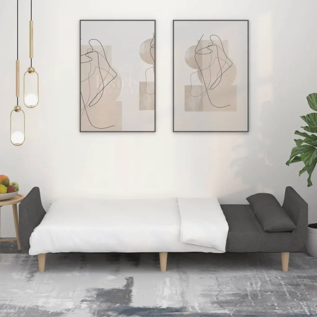 2-Seater Sofa Bed in Grey Fabric