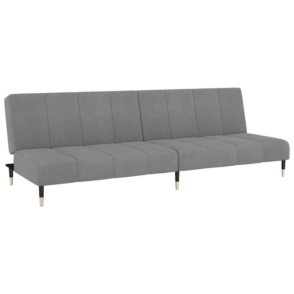 2-Seater Sofa Bed Grey Velvet Convertible Day Bed Guest Sleeping Furniture