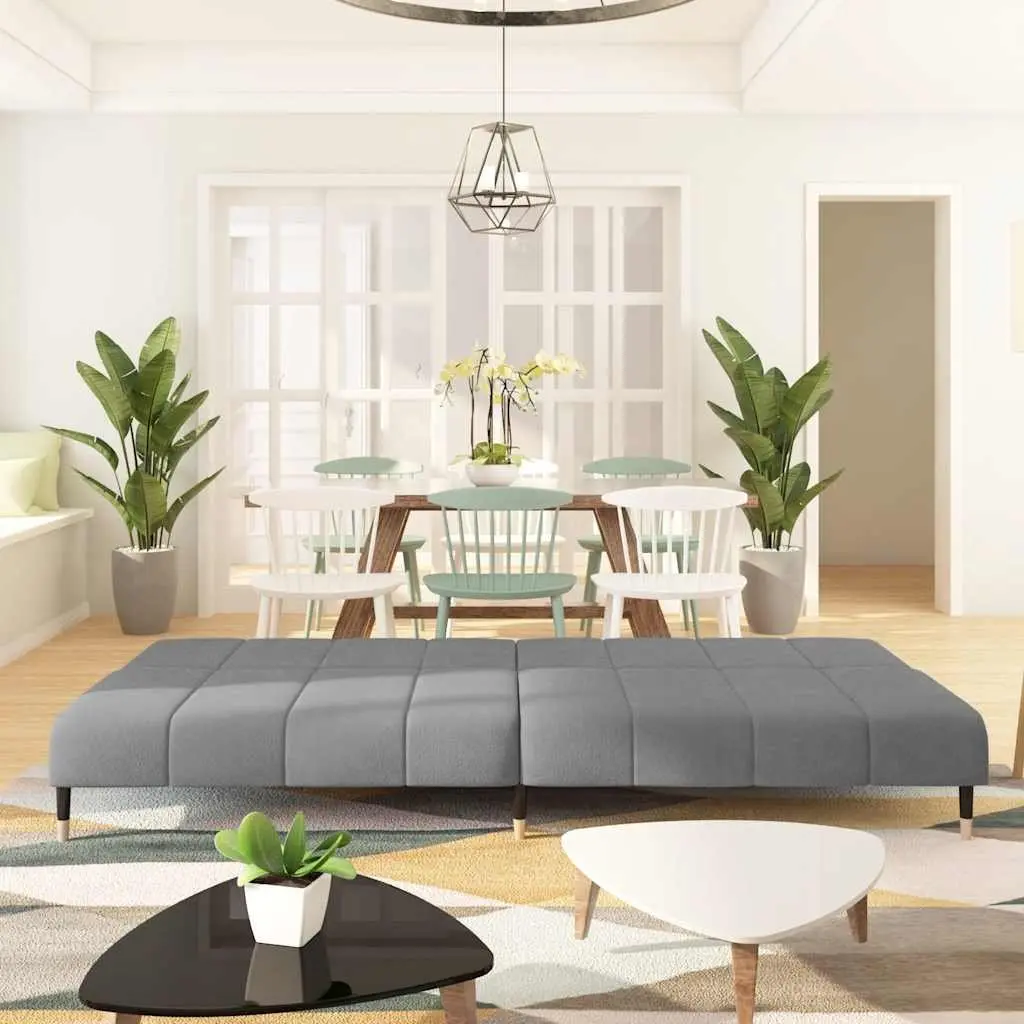 2-Seater Sofa Bed Grey Velvet Convertible Day Bed Guest Sleeping Furniture