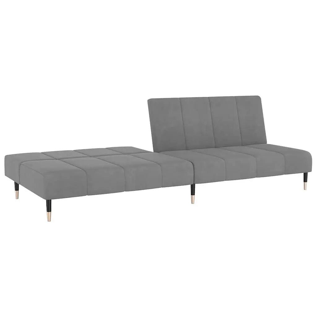 2-Seater Sofa Bed Grey Velvet Convertible Day Bed Guest Sleeping Furniture