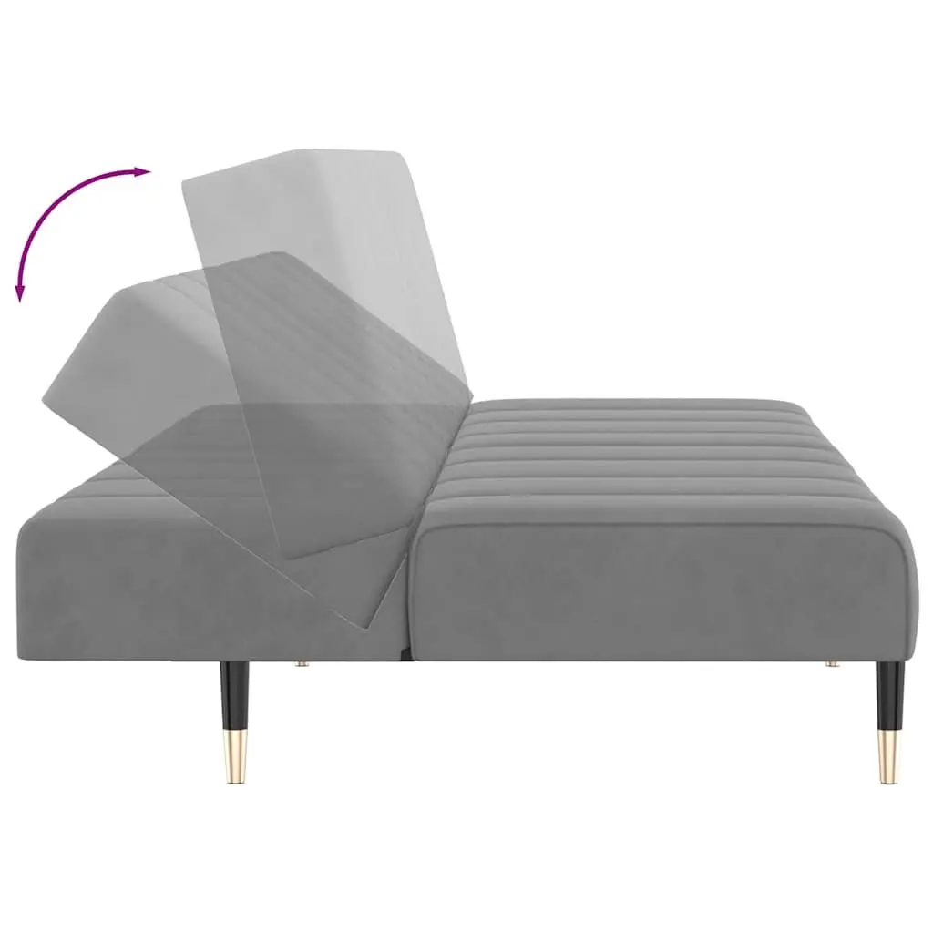 2-Seater Sofa Bed Grey Velvet Convertible Day Bed Guest Sleeping Furniture
