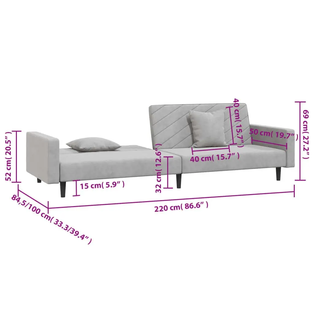 Grey Velvet Sofa Bed for Guests