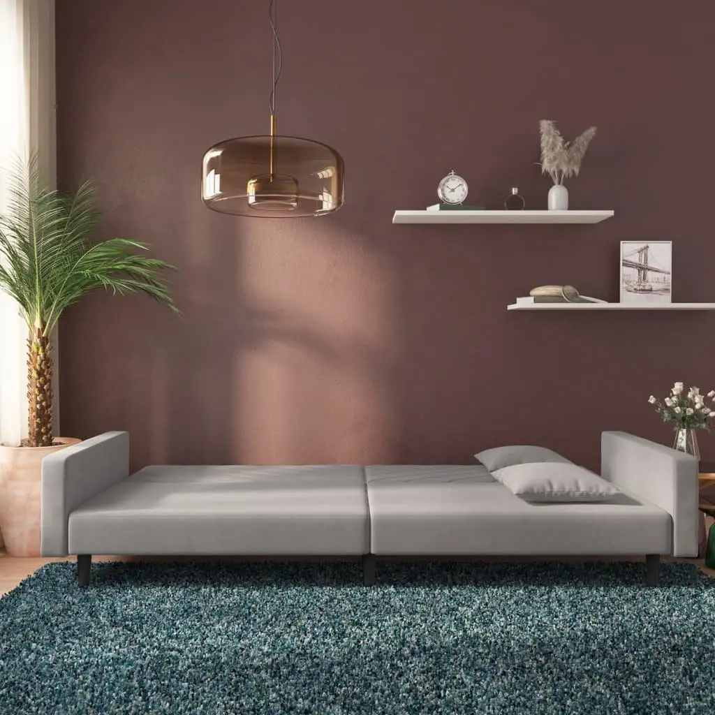 Grey Velvet Sofa Bed for Guests