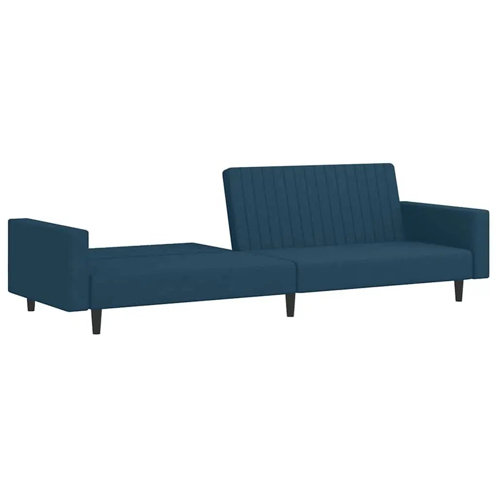 2-Seater Sofa Bed Convertible Blue Velvet Sleeper Couch