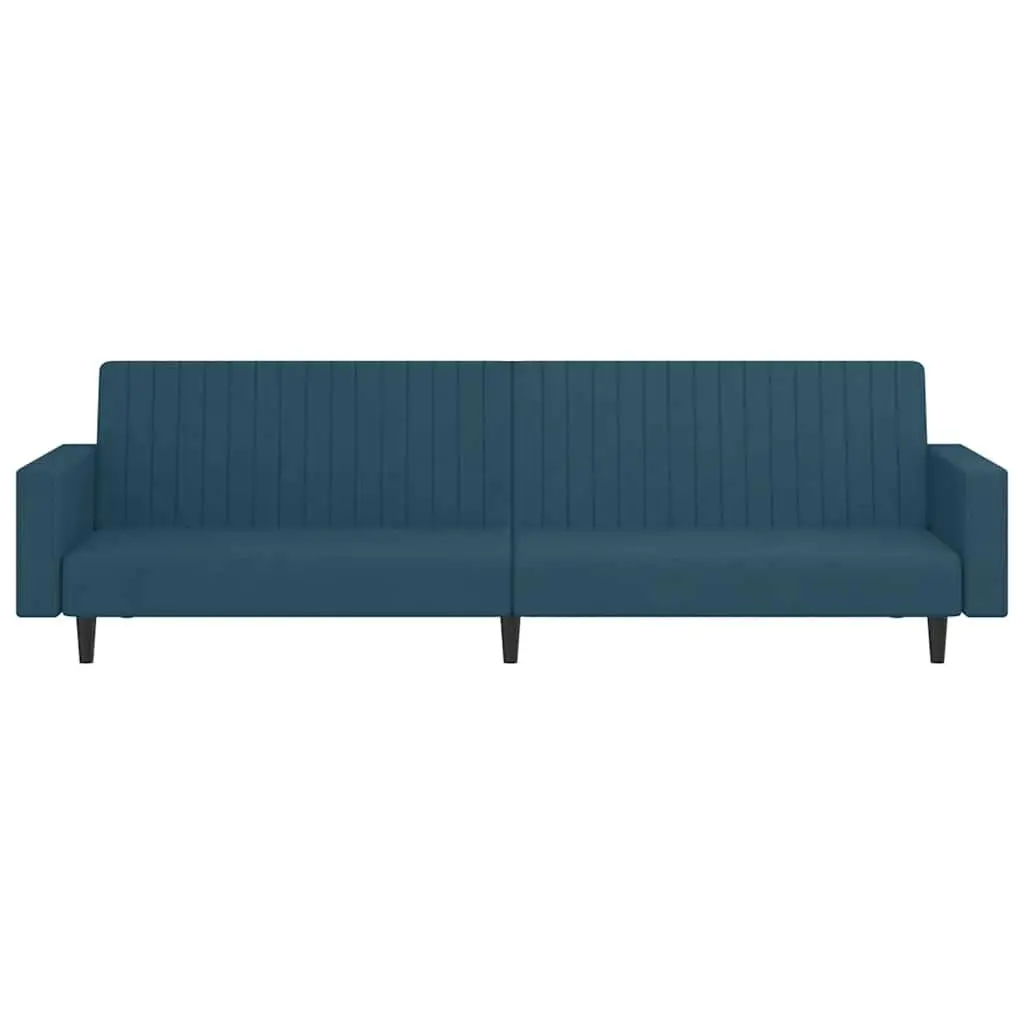 2-Seater Sofa Bed Convertible Blue Velvet Sleeper Couch