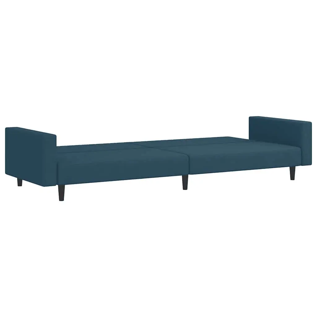 2-Seater Sofa Bed Convertible Blue Velvet Sleeper Couch