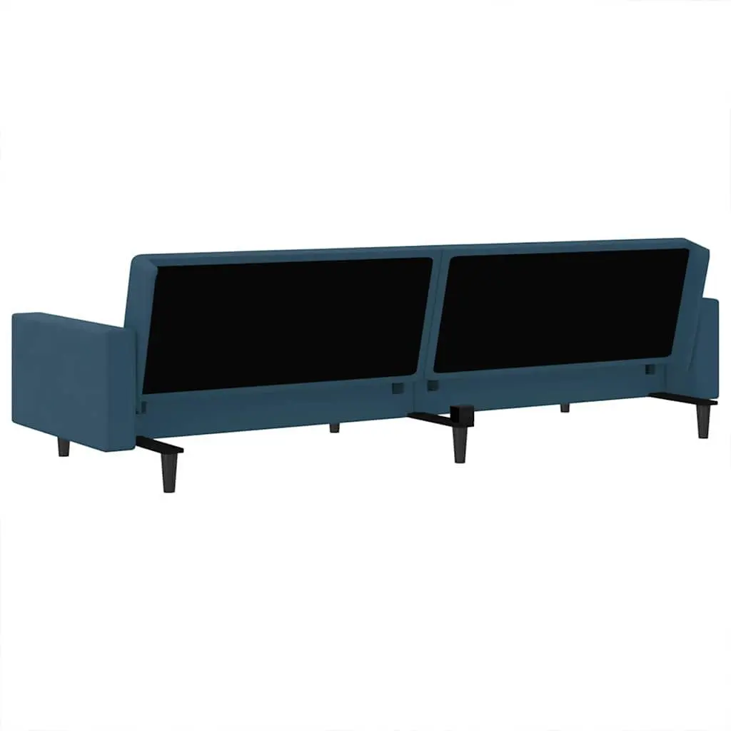 2-Seater Sofa Bed Convertible Blue Velvet Sleeper Couch