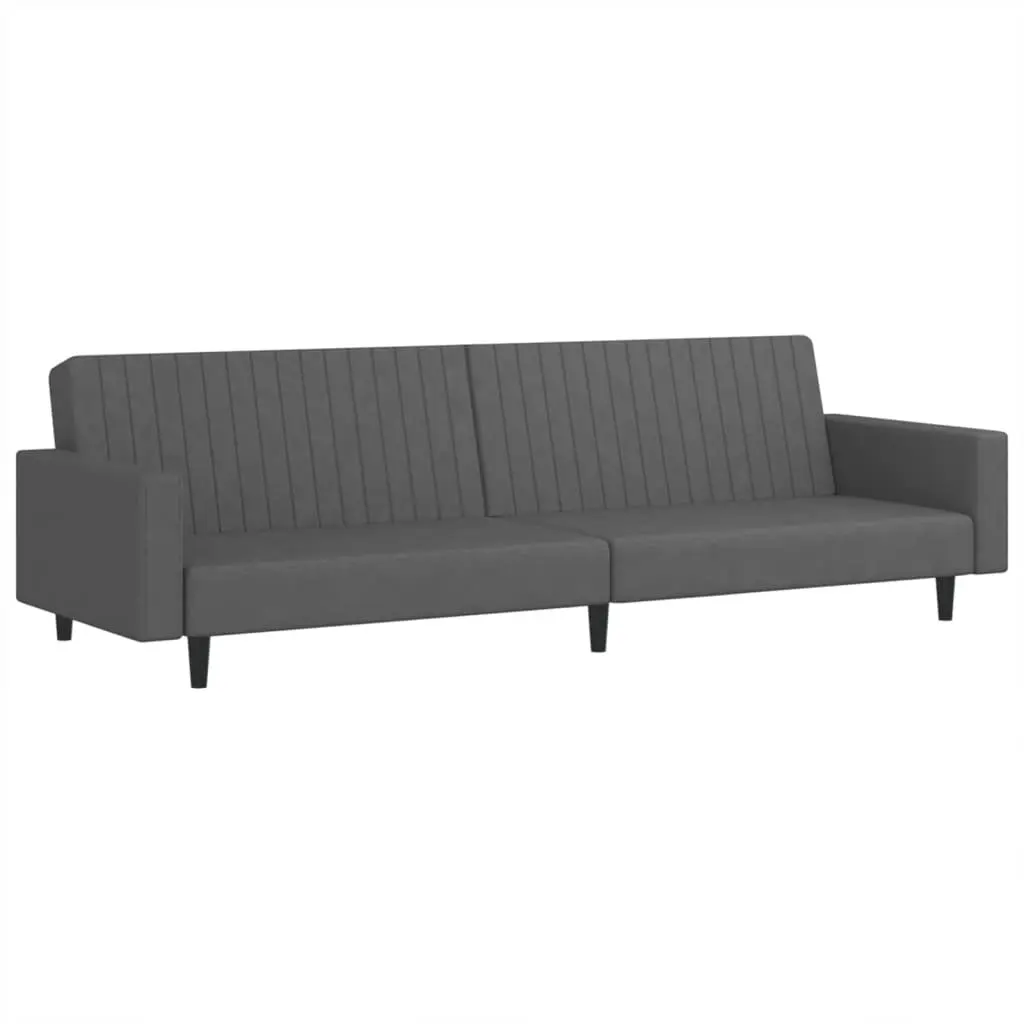 Sofa Bed Convertible Grey Velvet 2-Seater Day Bed
