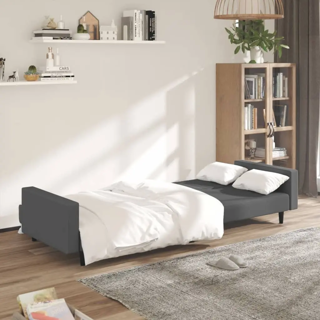 Sofa Bed Convertible Grey Velvet 2-Seater Day Bed