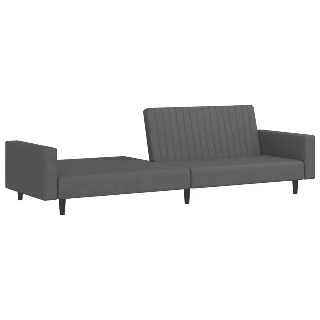 Sofa Bed Convertible Grey Velvet 2-Seater Day Bed