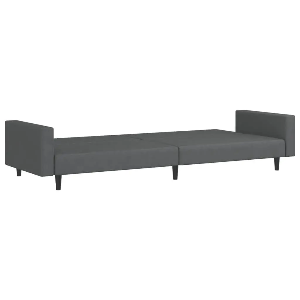 Sofa Bed Convertible Grey Velvet 2-Seater Day Bed