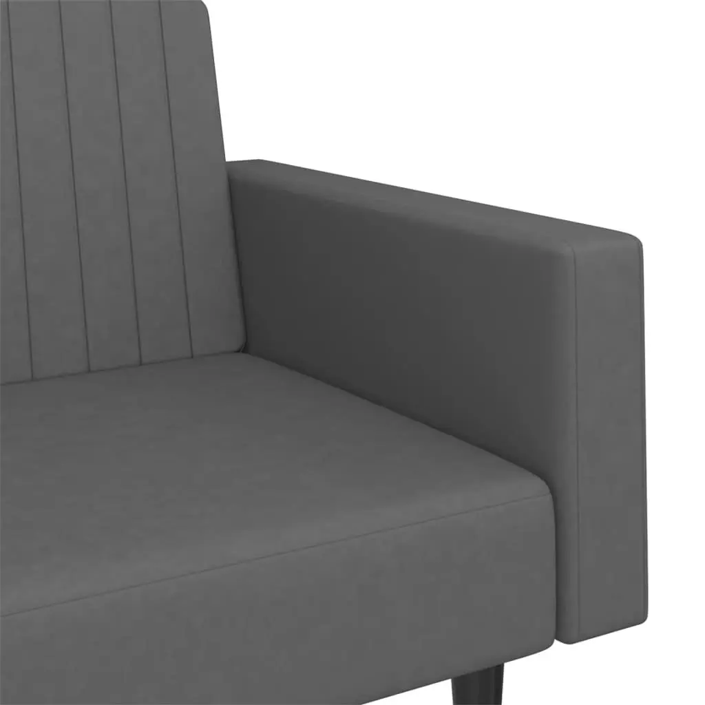 Sofa Bed Convertible Grey Velvet 2-Seater Day Bed
