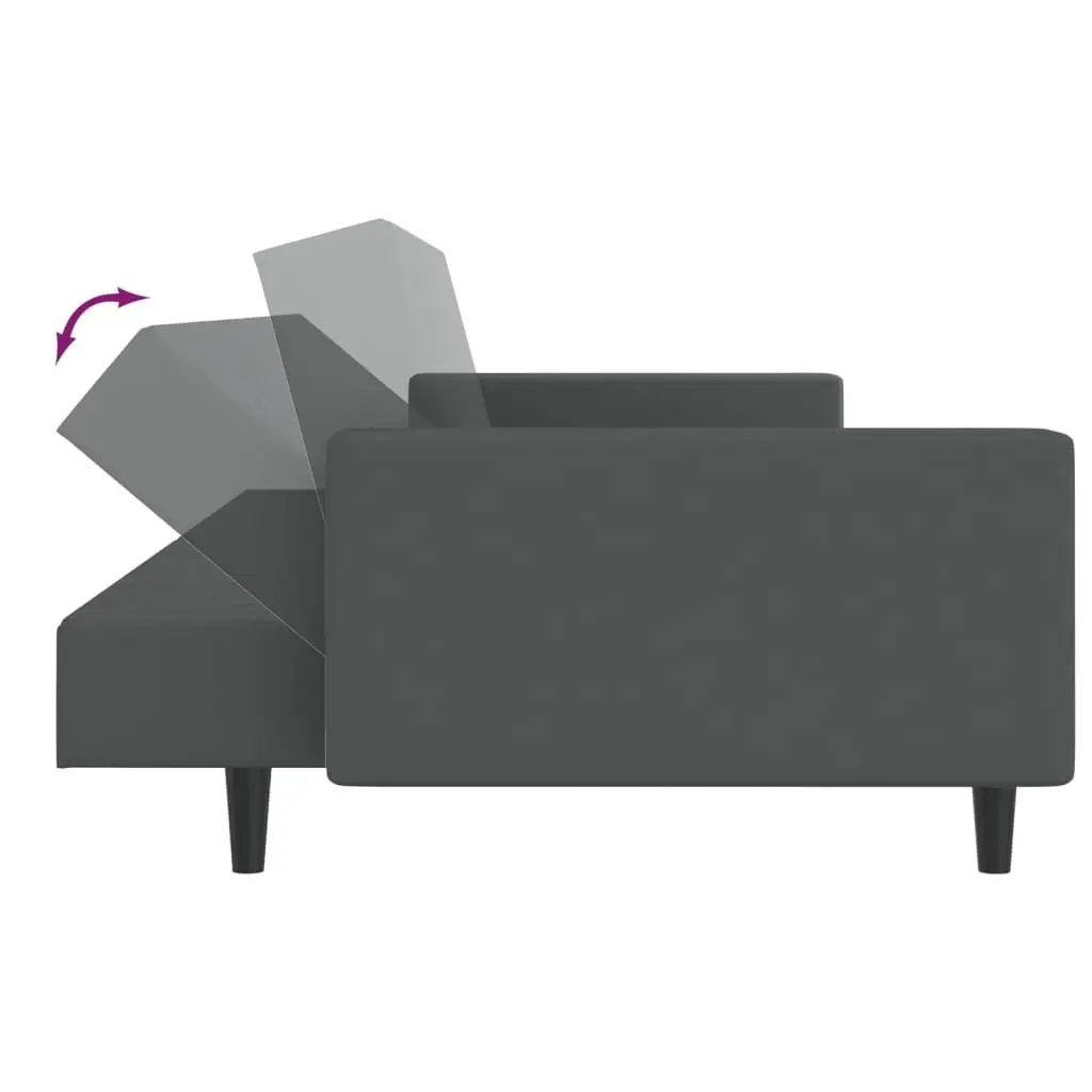 Sofa Bed Convertible Grey Velvet 2-Seater Day Bed