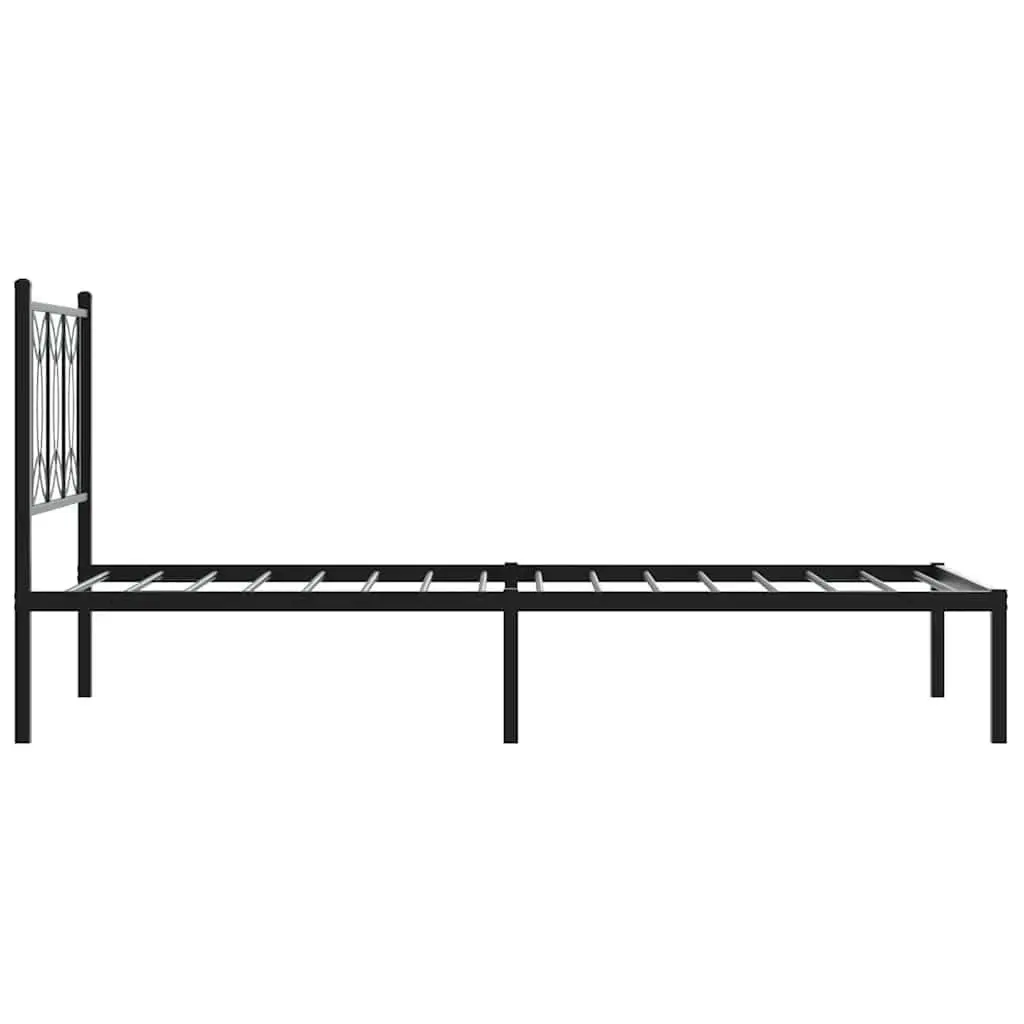 Metal Bed Frame Slatted Base Black 90x190cm